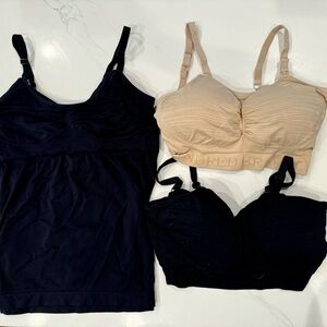 Kindred Bravely Set Nursing, Pumping and Maternity Bras and Tanks XL Black, Nude